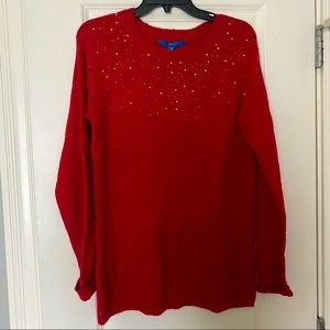 Apt. 9 Red Sweater with Sparkly Rhinestones